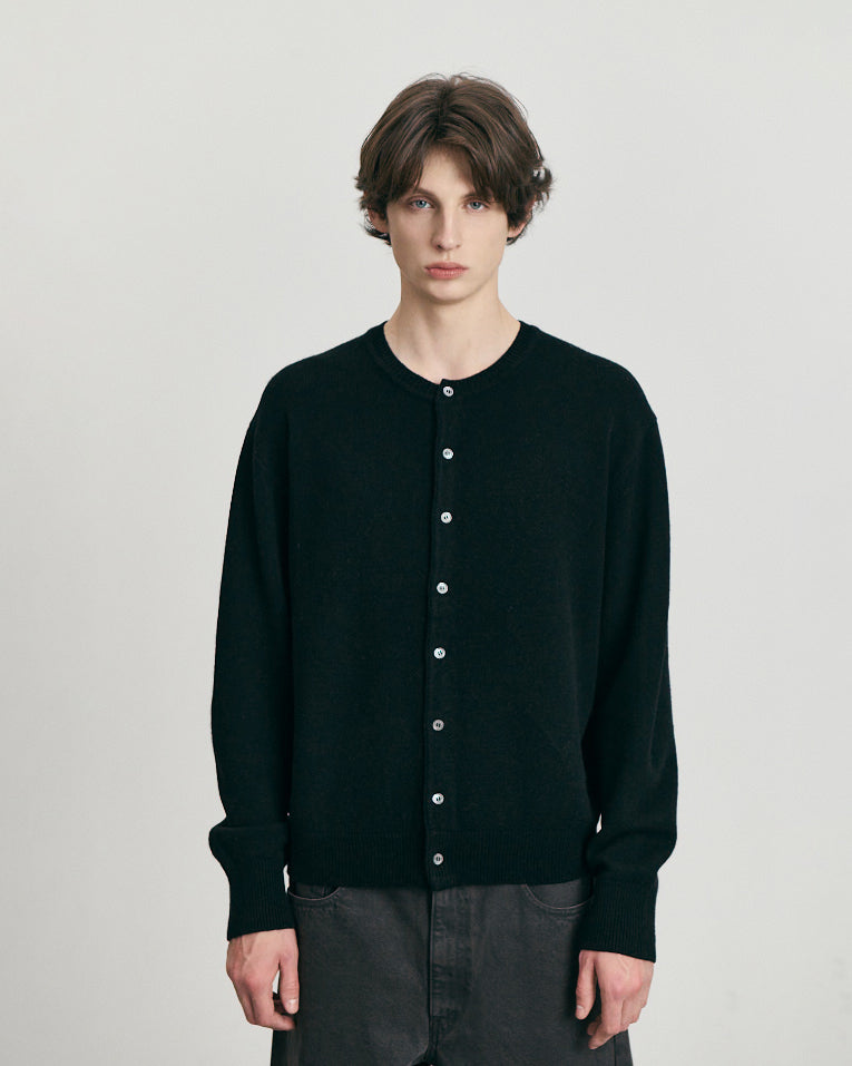 Cardigan Knit Crewneck Nero