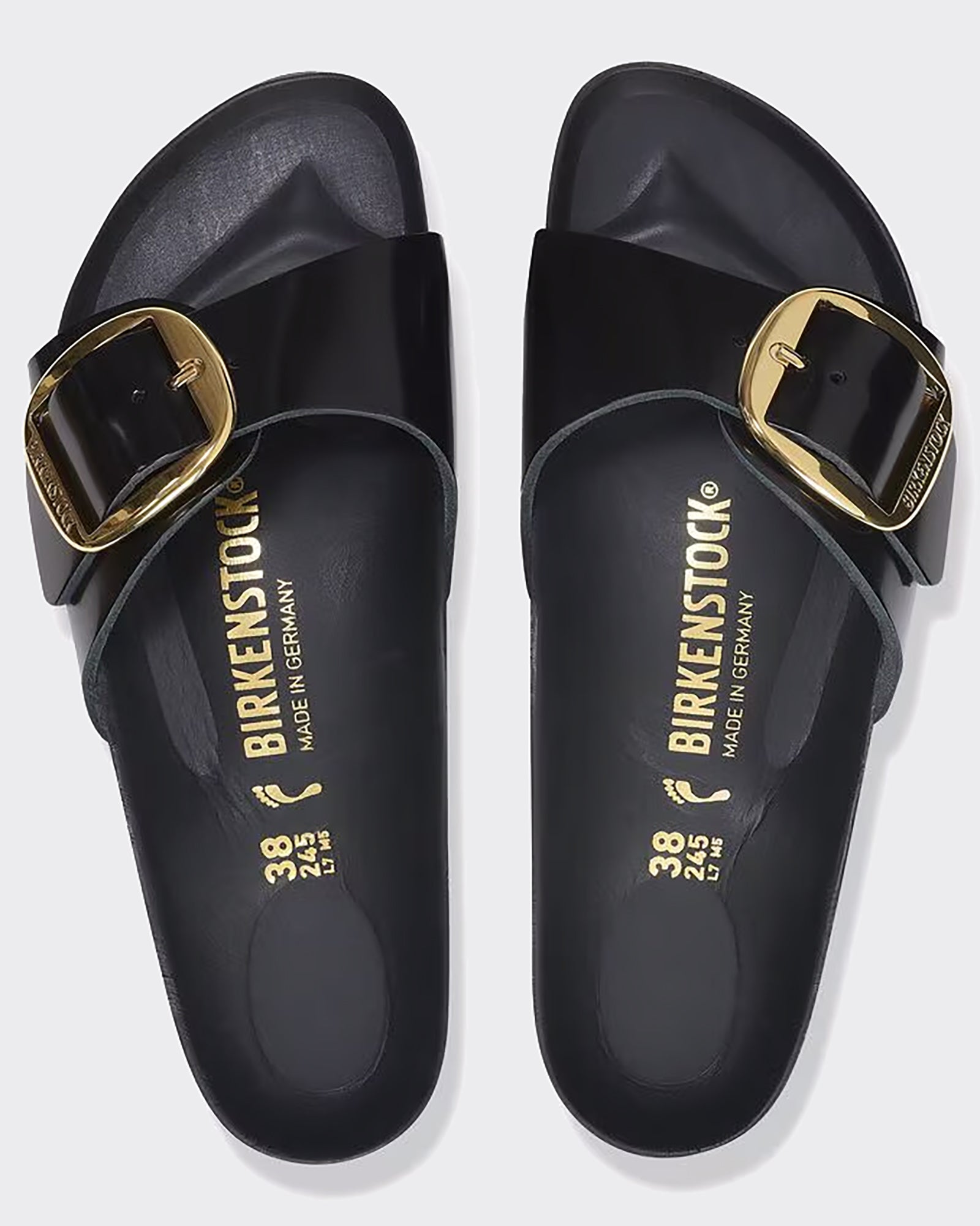 Ciabatta W Madrid Big Buckle Shine Black Natural Leather