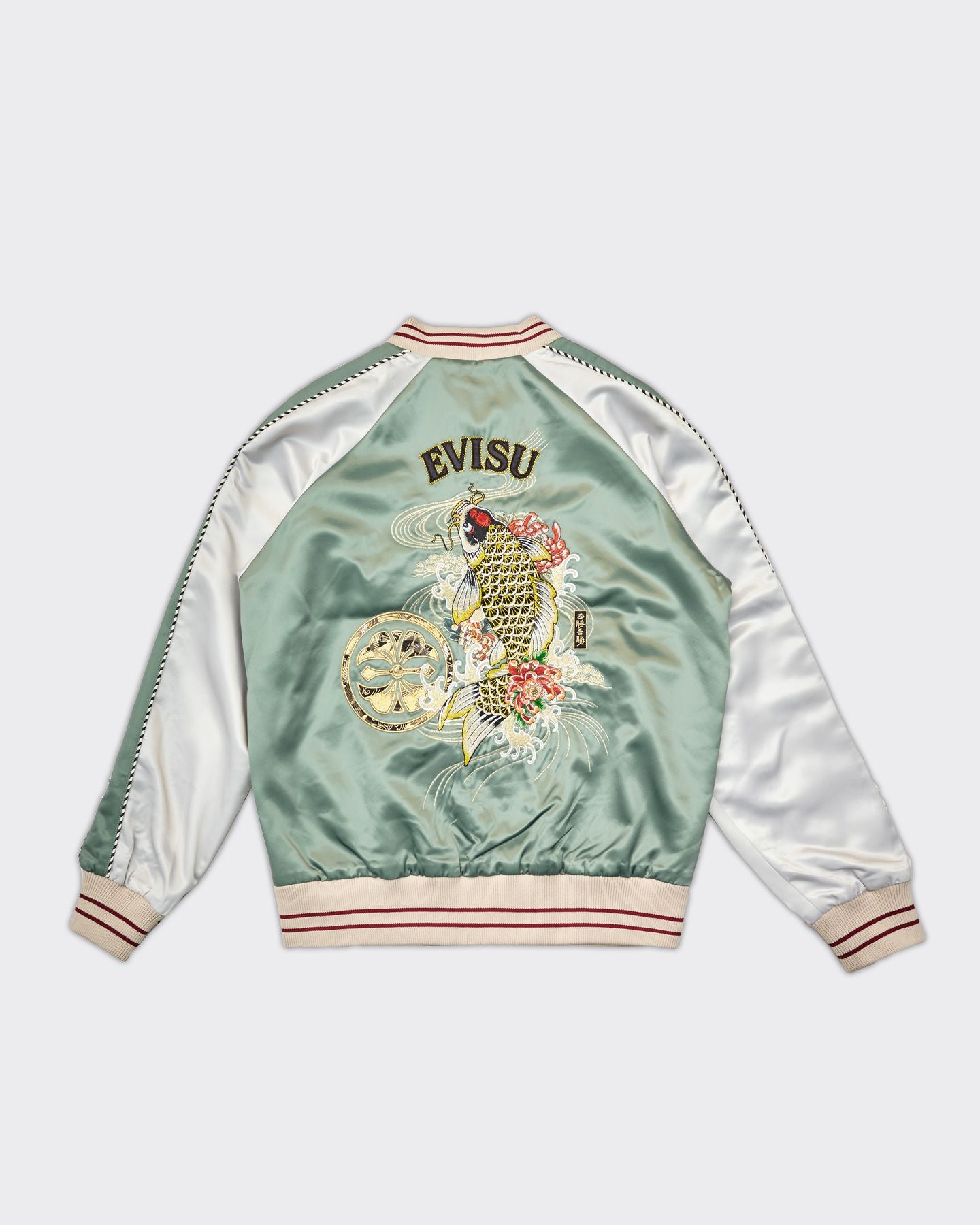 Kamon Brocade Appliqué & Carp Souvenir Jacket Green