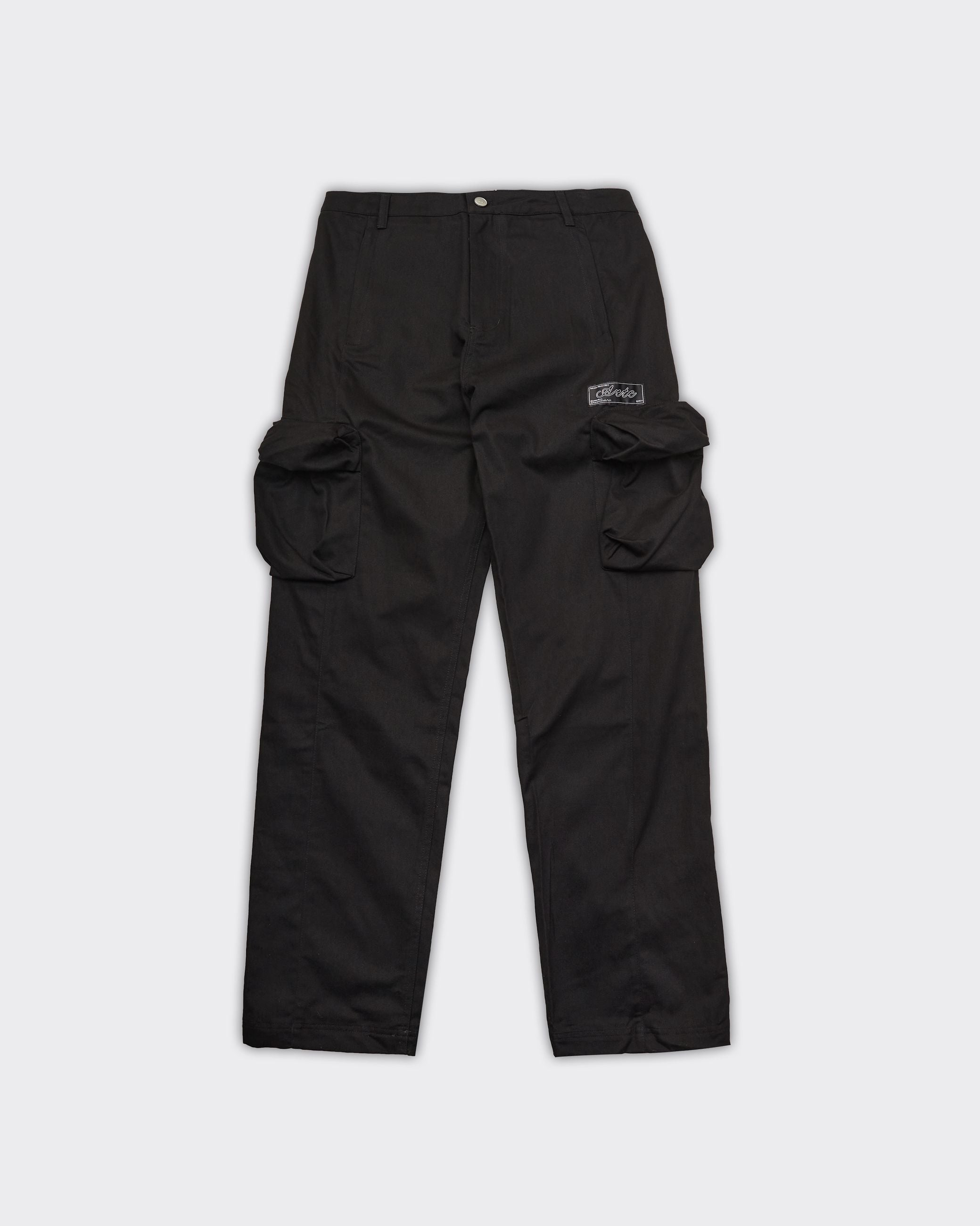 3D Pockets Cargo Nylon Trousers Black