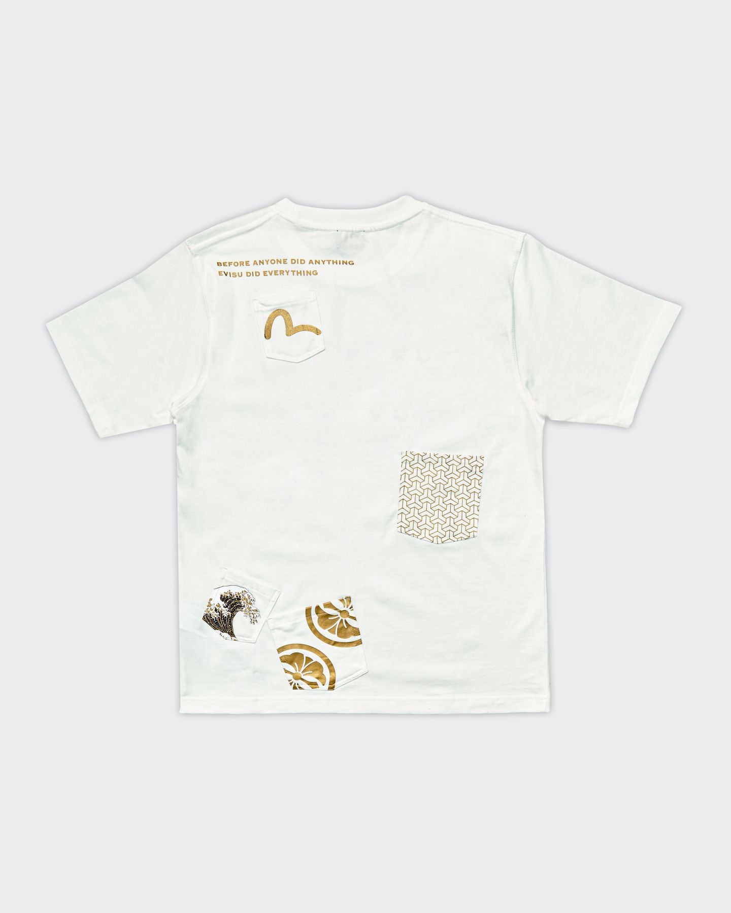 Seagull & Evisu Print Multi-pocket T-Shirt White