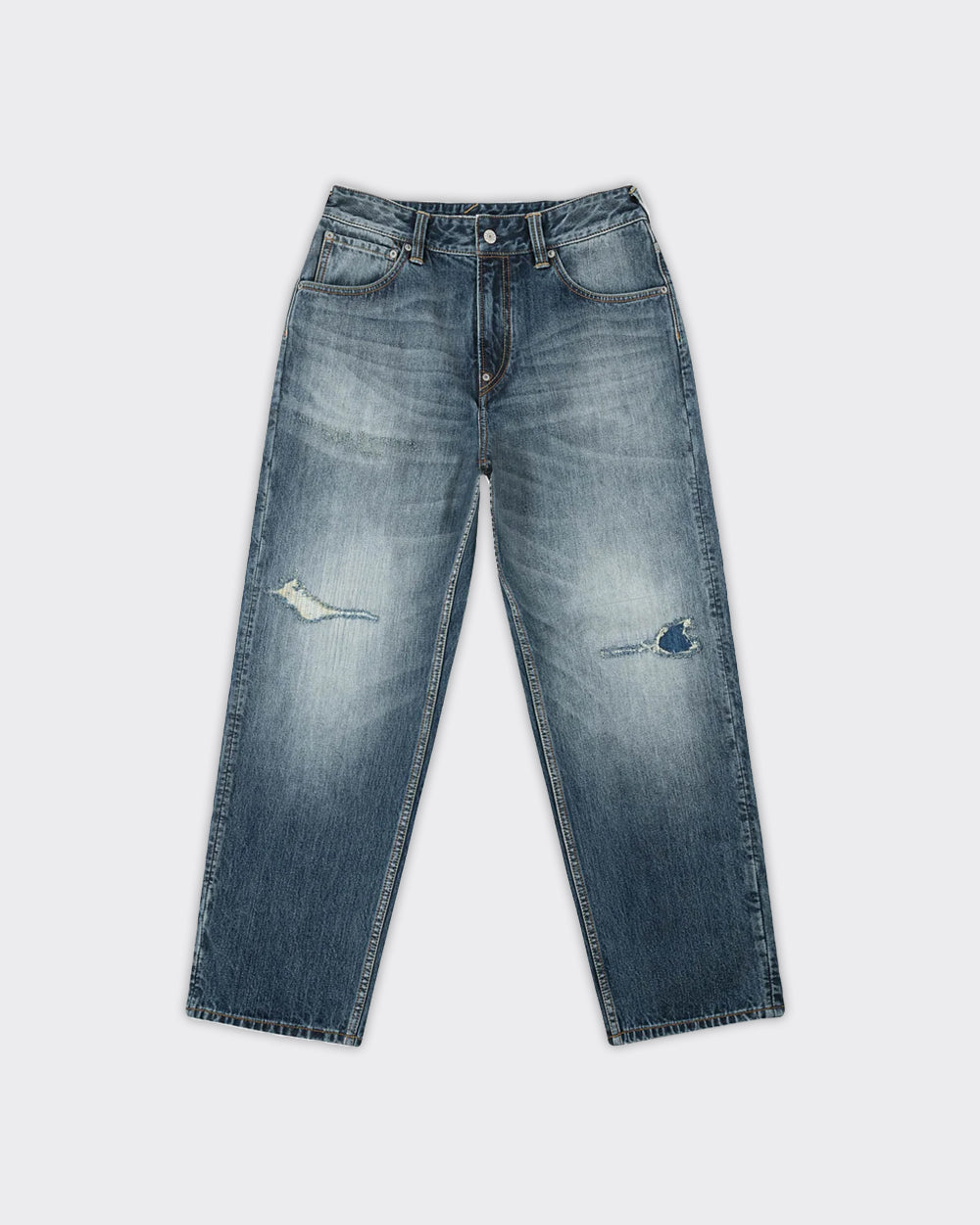 Jeans Pink Daikoku Ripped Mid Tone Indigo