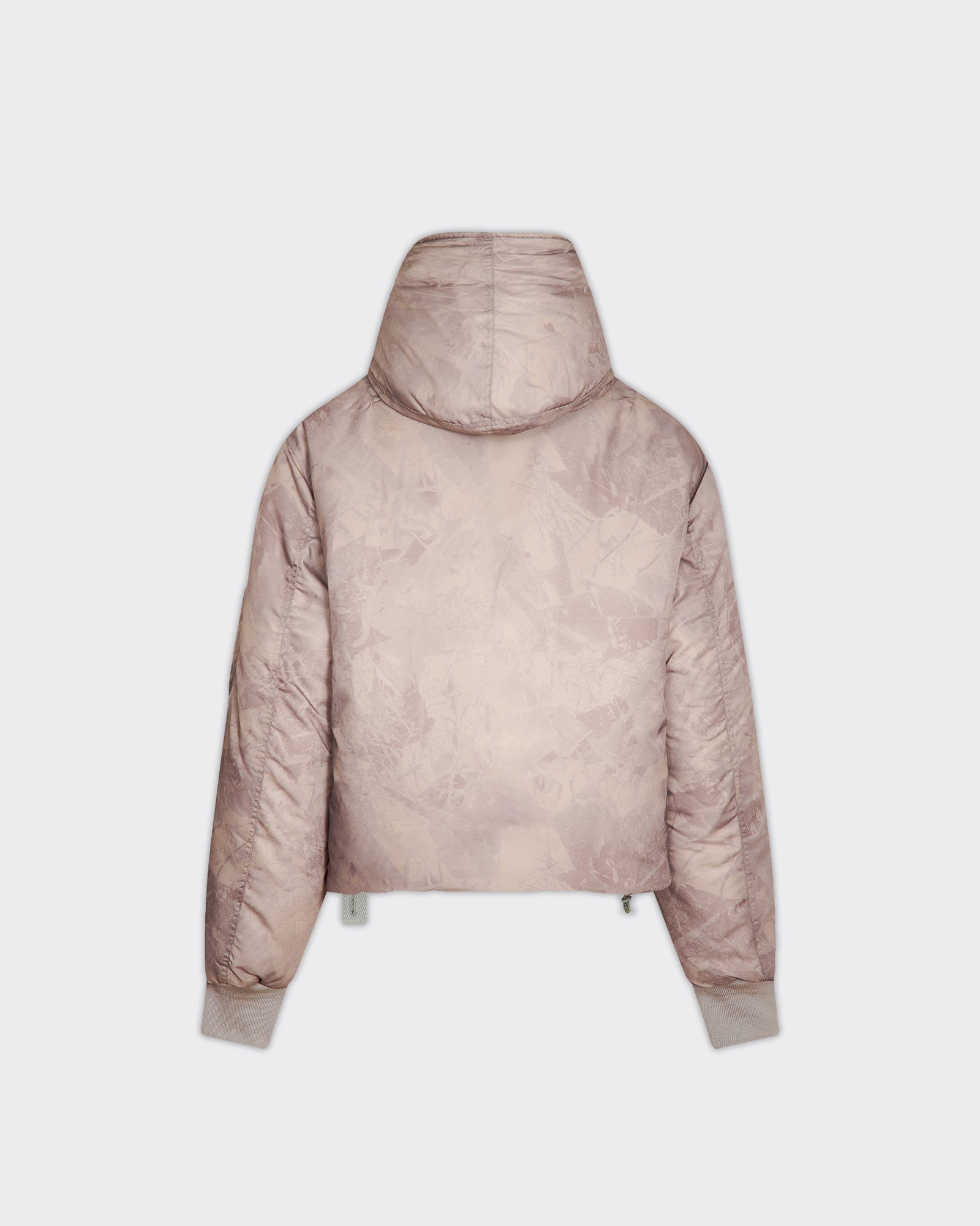 Giacca Bomber Cropped Hood Foliage Print