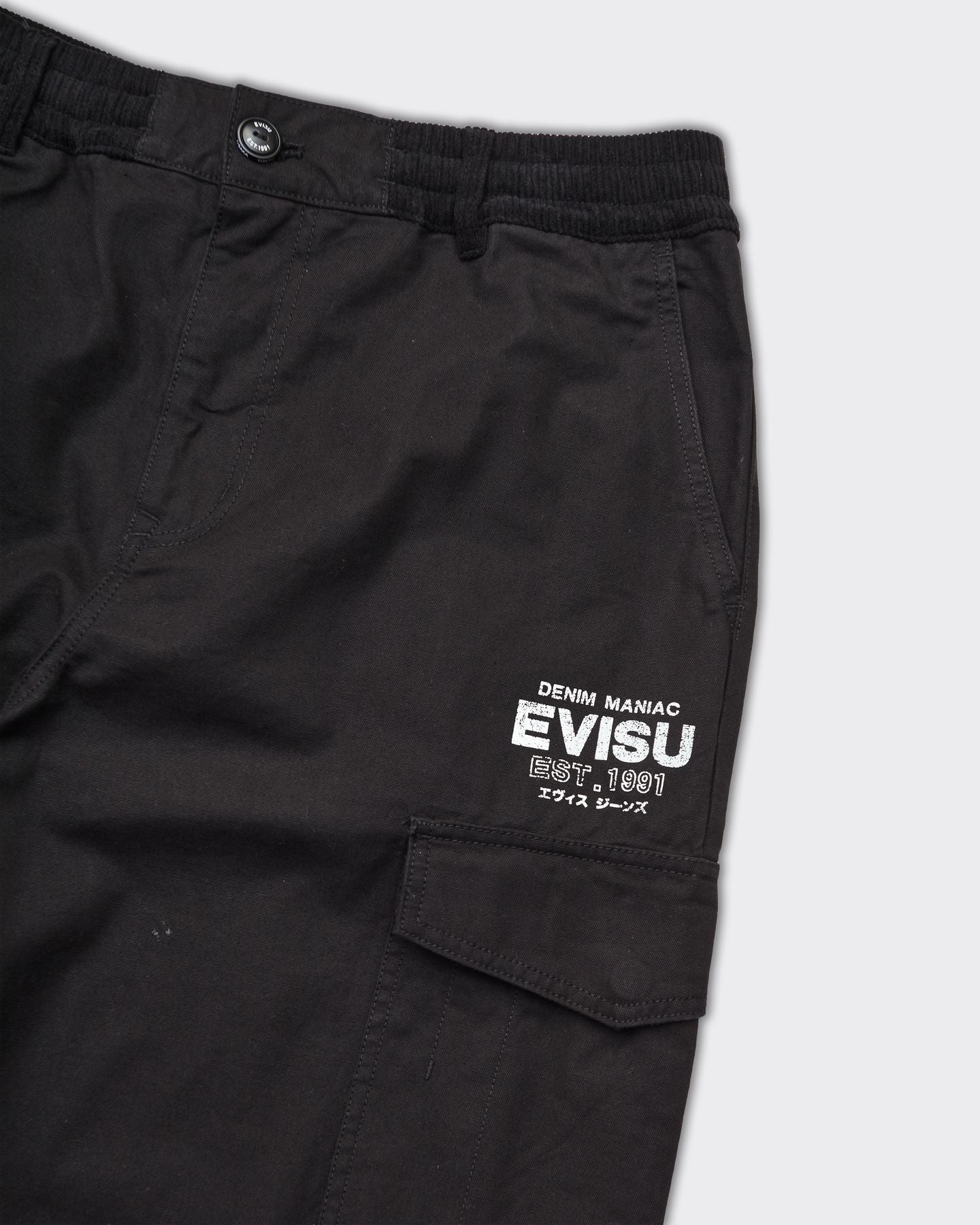 Evisu & Hand Brush Daicock Print Trousers Black