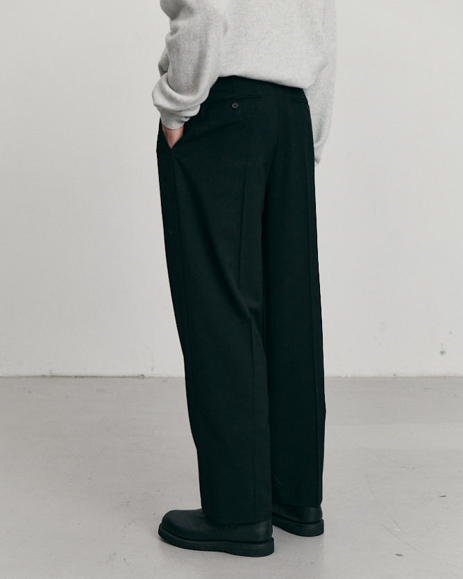 Pantaloni Pleated Semi-Wide Slacks Neri