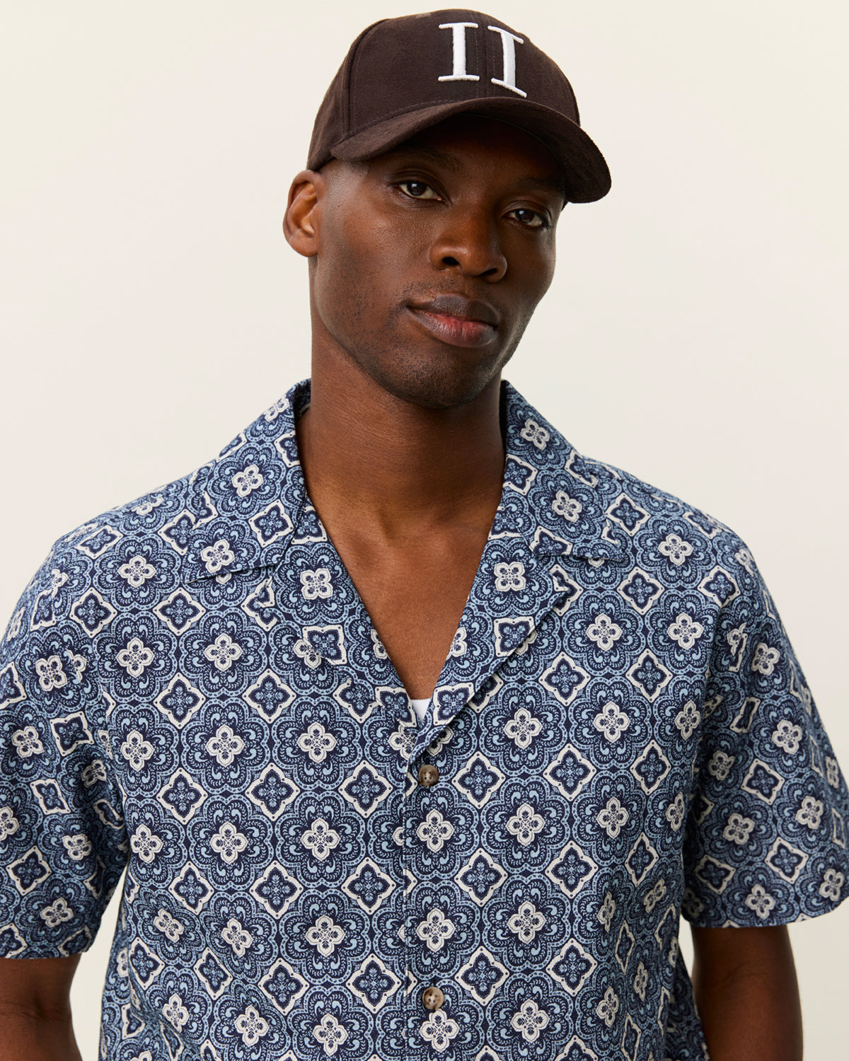 Camicia Ss Lukas Arabesque Aop Blu Fog