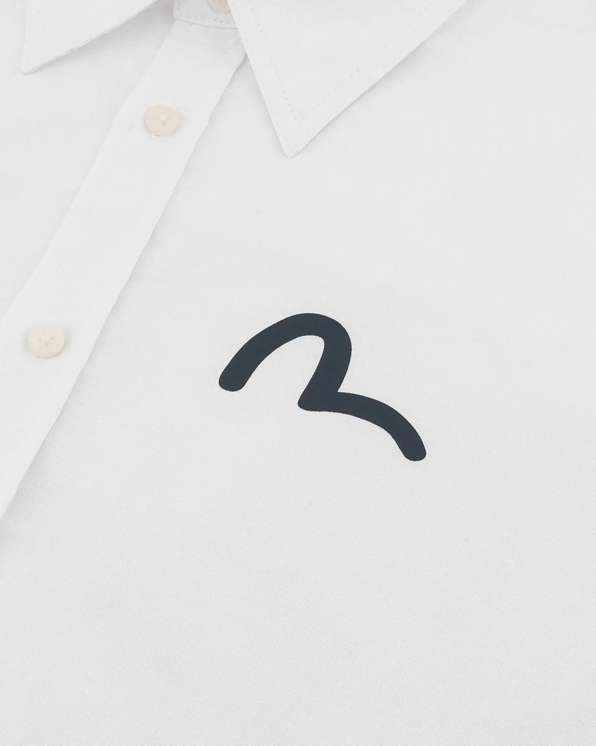 Camicia Oxford Black Seagull Print Bianca