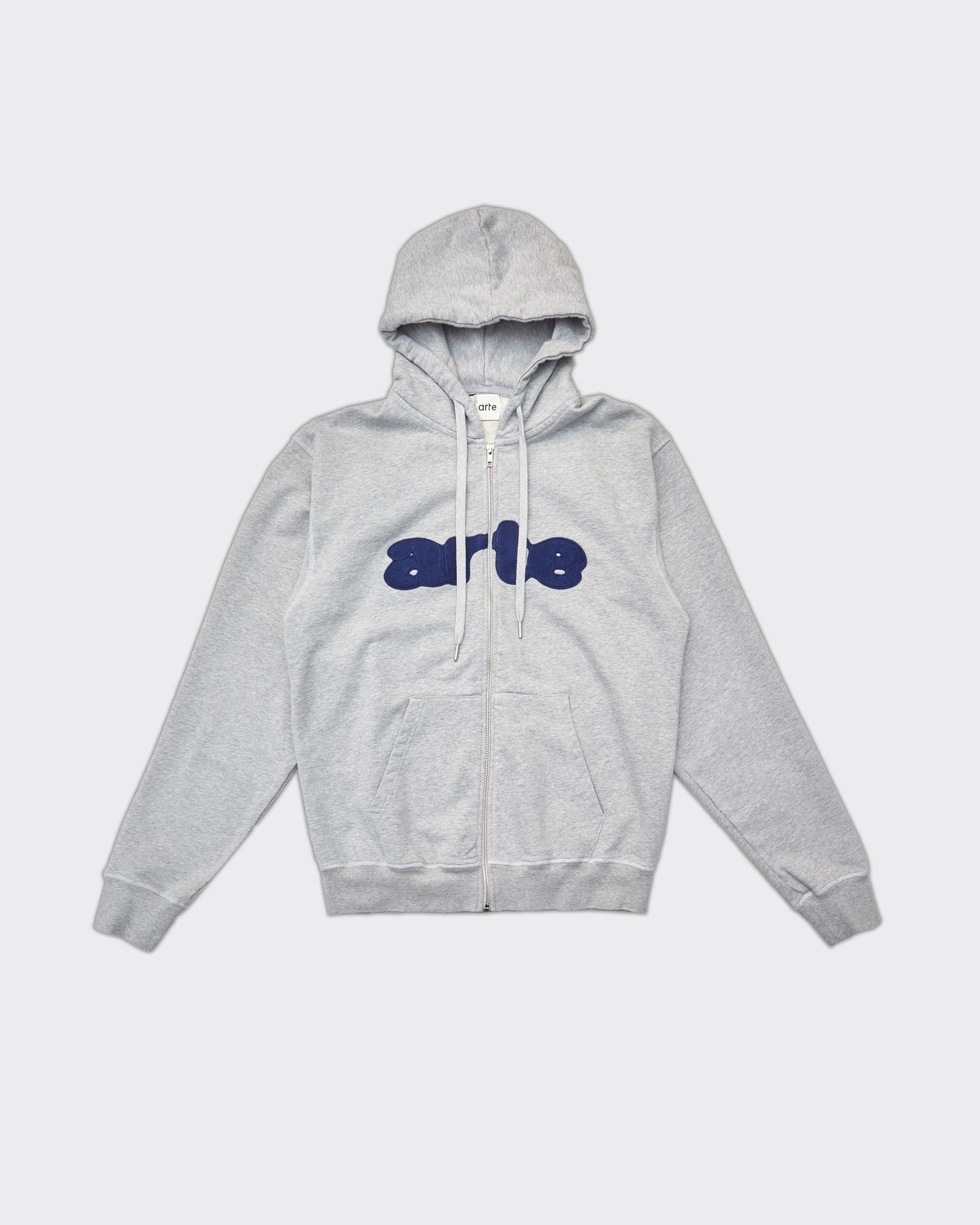 Hoodie Zip Logo Embroidery Grey