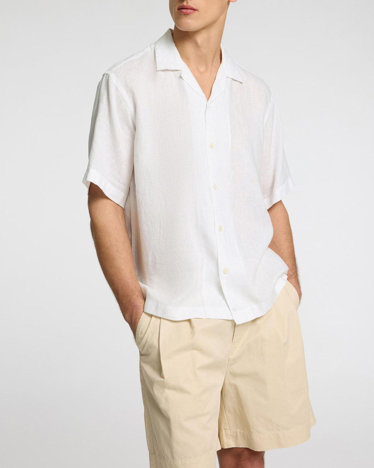 Camicia Ss Kylian Resort Linen Bianca