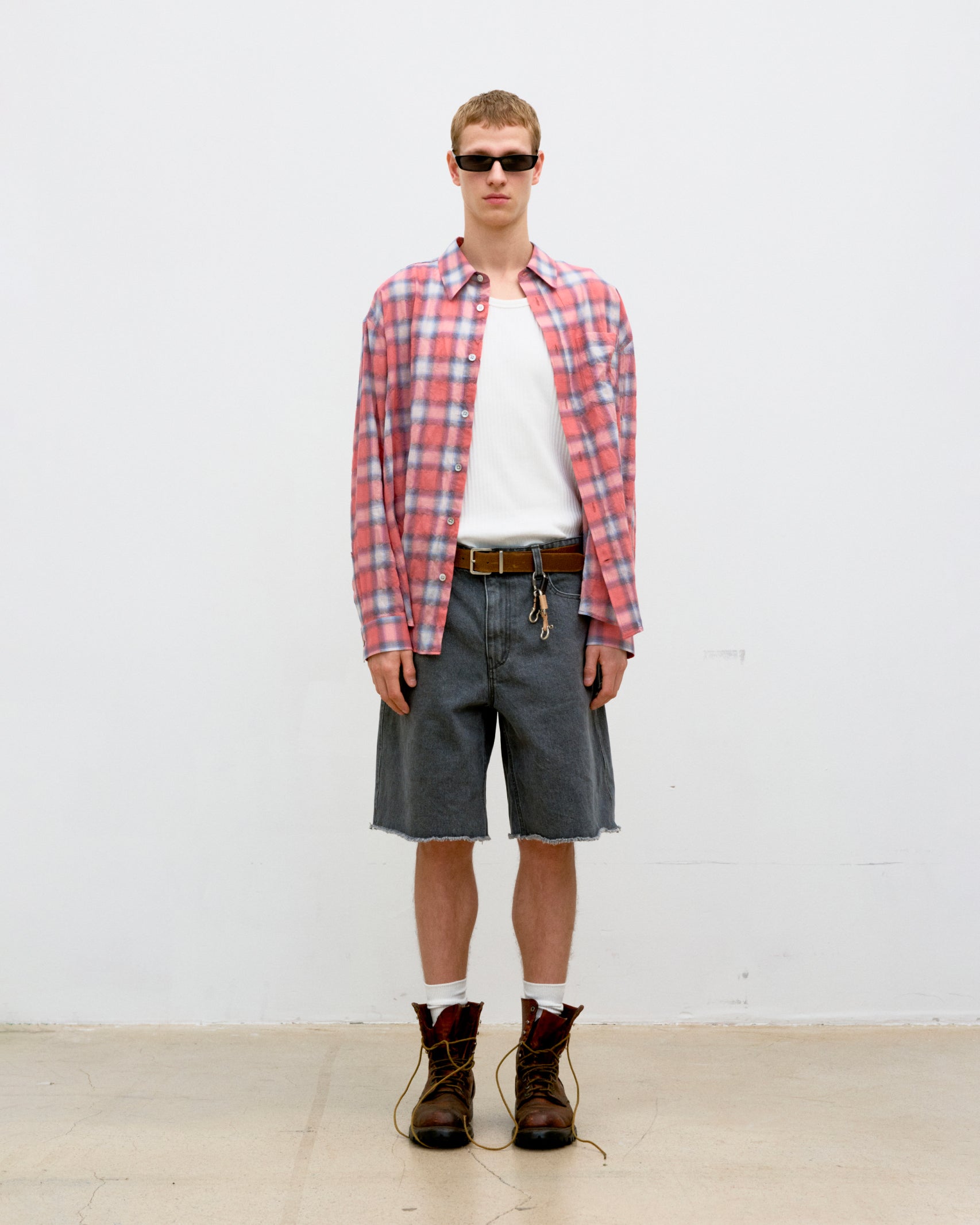 Shorts Cut Off Denim Washed Grey