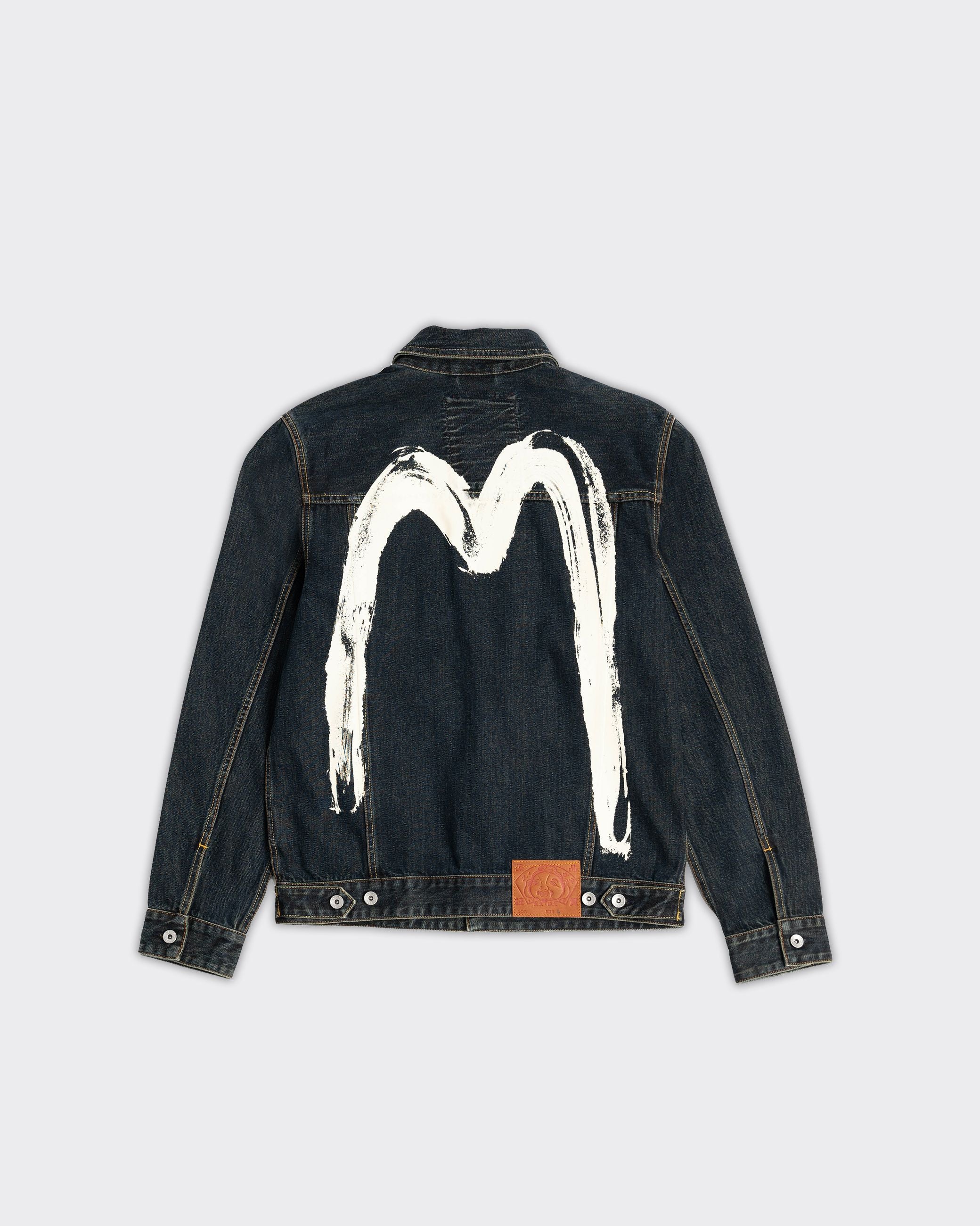 Giacca Washed Denim Printed Daicock Indigo
