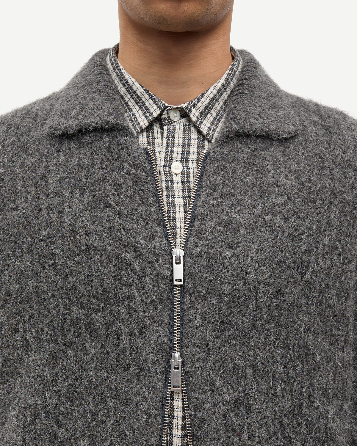 Cardigan Sajob Full Zip Dark Grey Melange