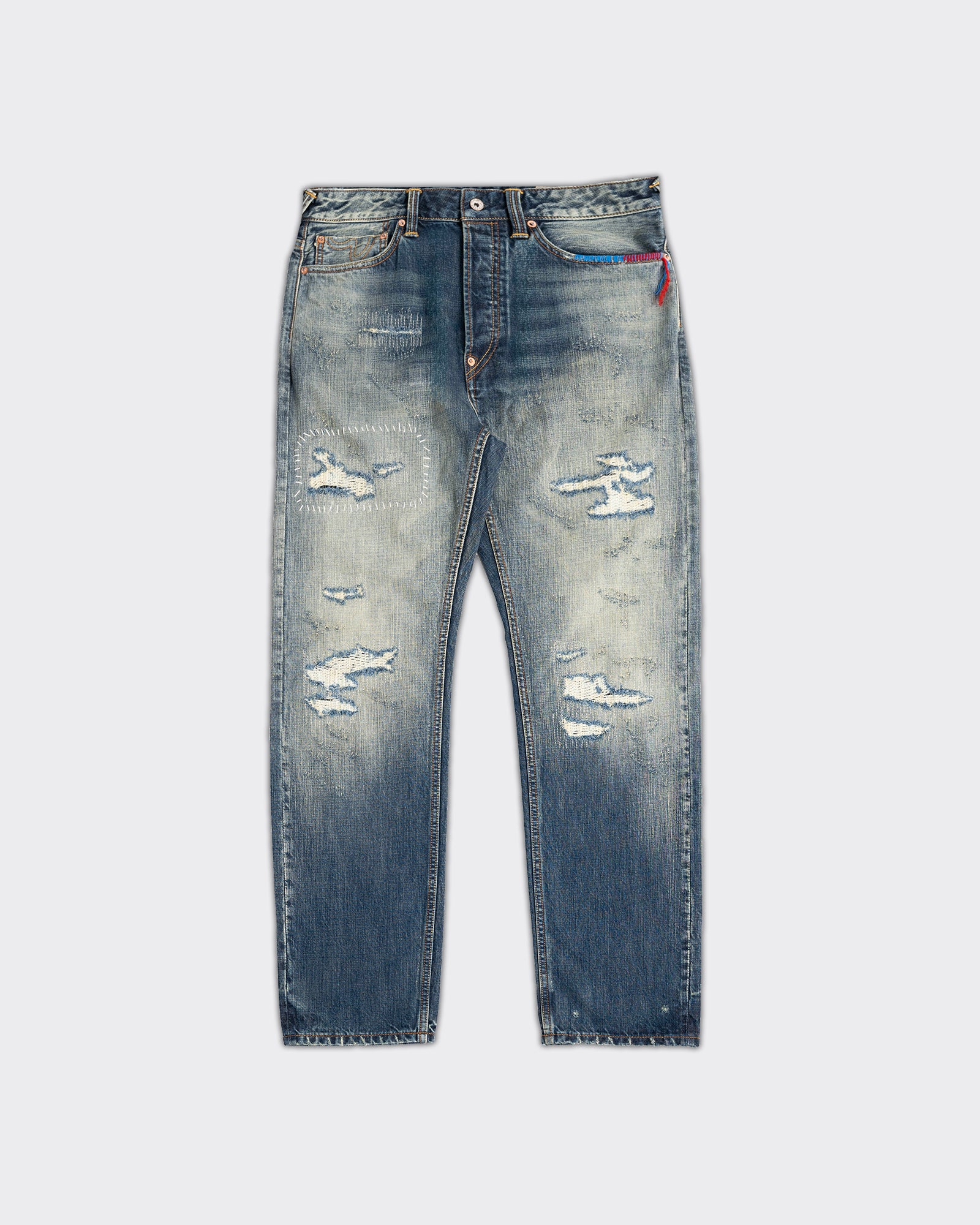 Jeans 7-Pocked Washed Emb Seagull Denim Indigo
