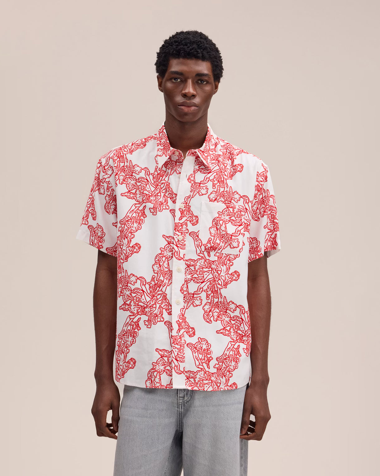 Camicia Ss Deon Print Avorio