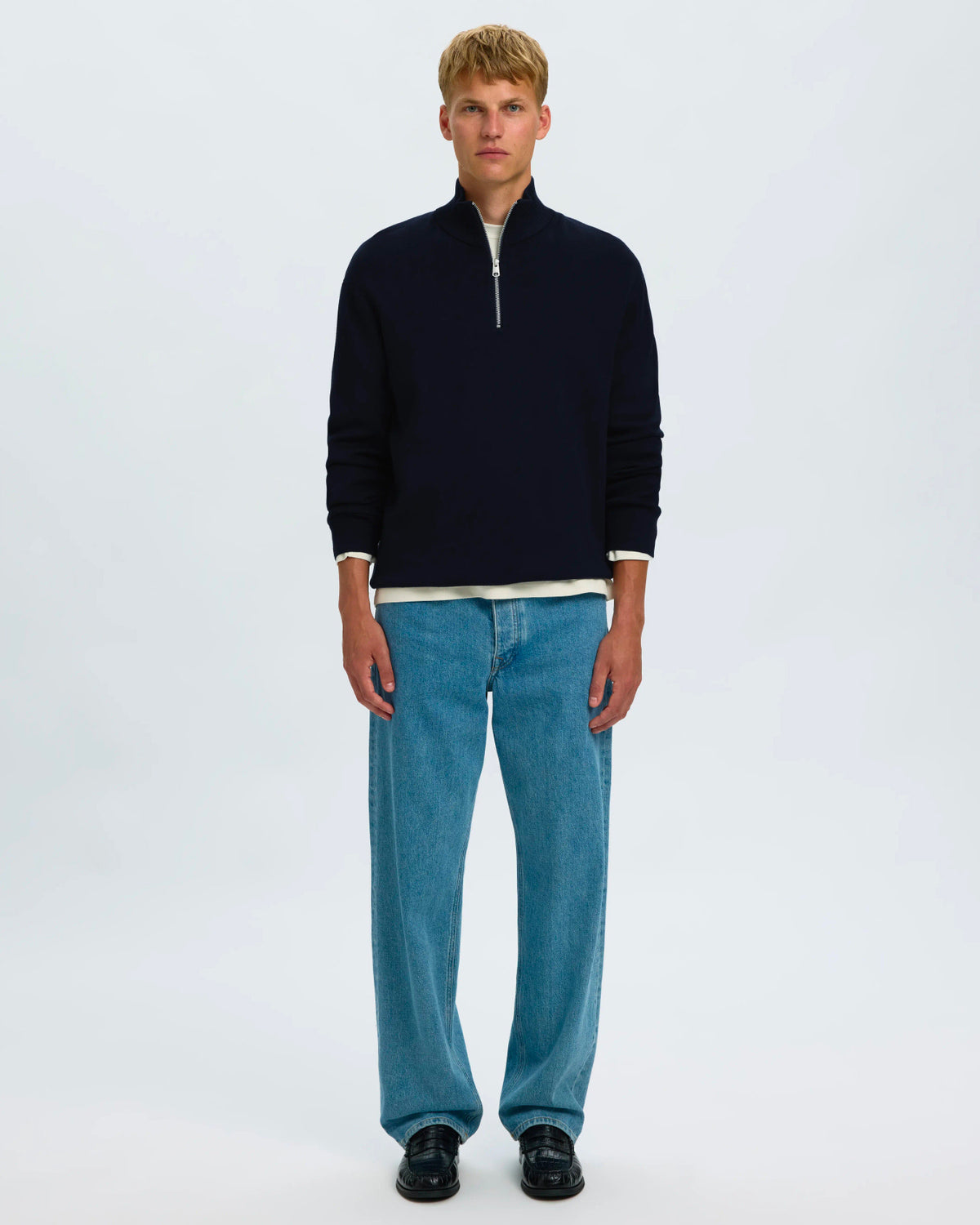 Polo Teller Knit Half Zip Sky Captain