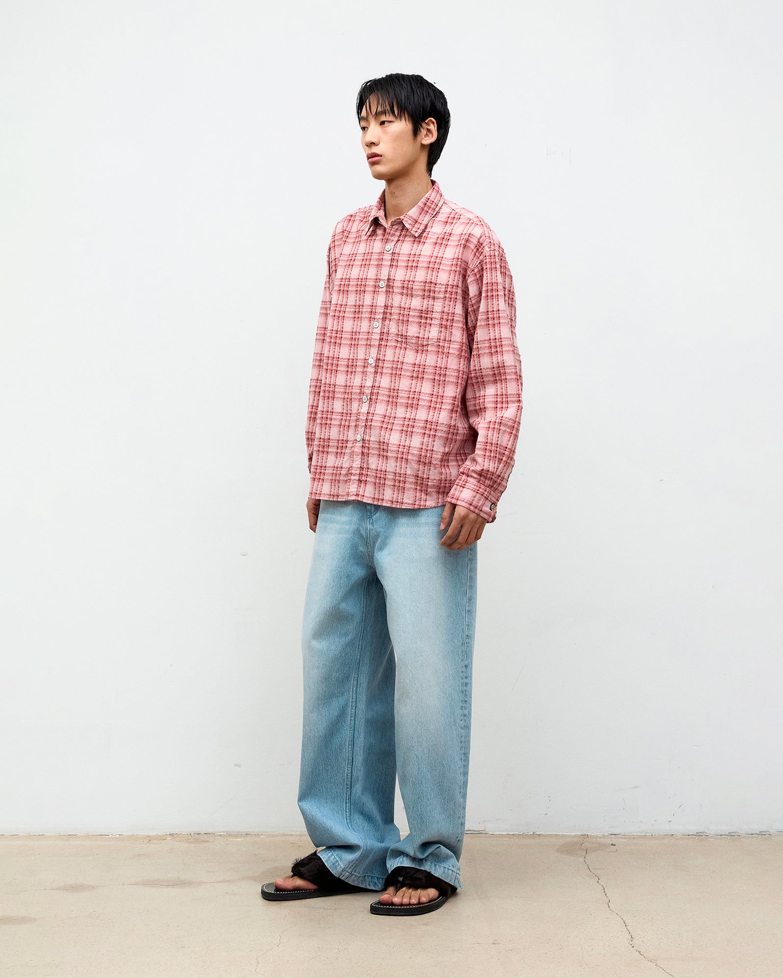 Camicia Seersucker Ombre Checkered Pink Check