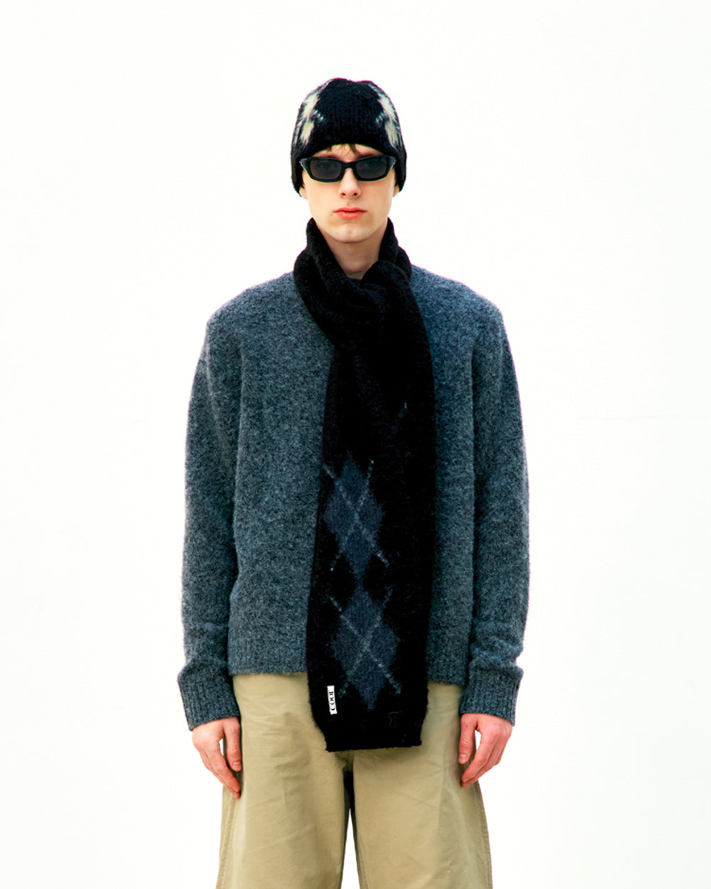 Maglione Crewneck Hairy Alpaca Blend Melange Grigio