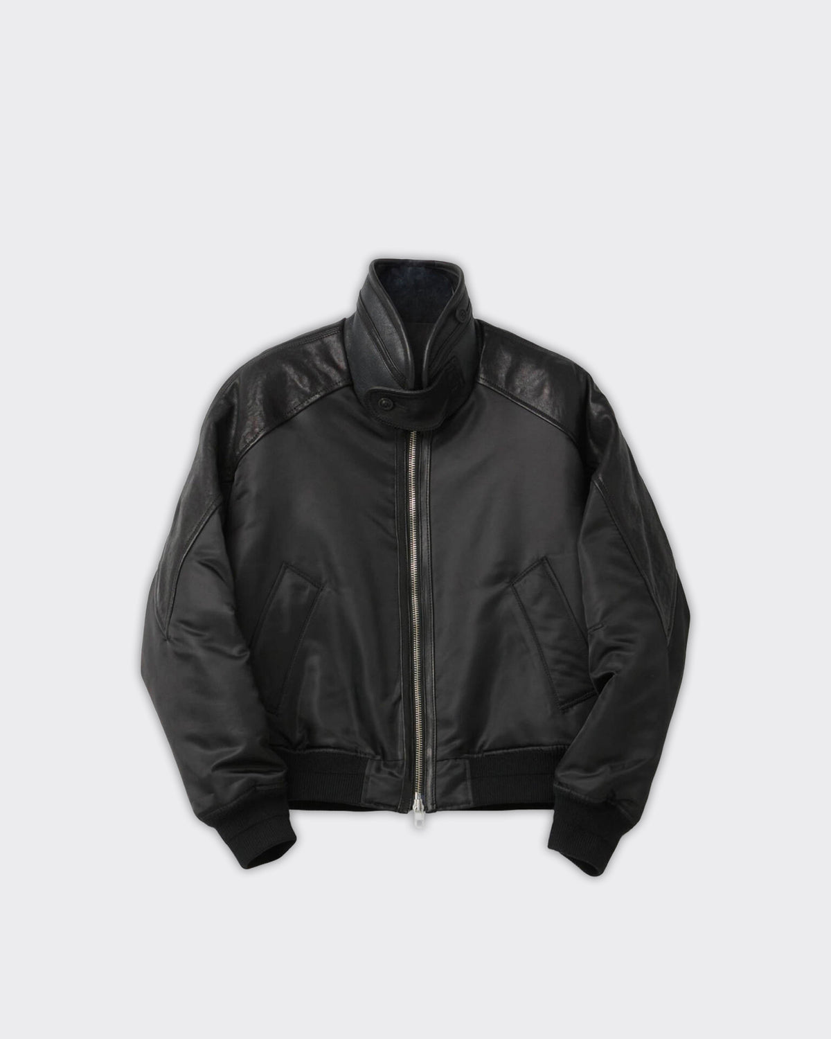 Bomber Highneck Shearling Mixed Ma-1 Nero
