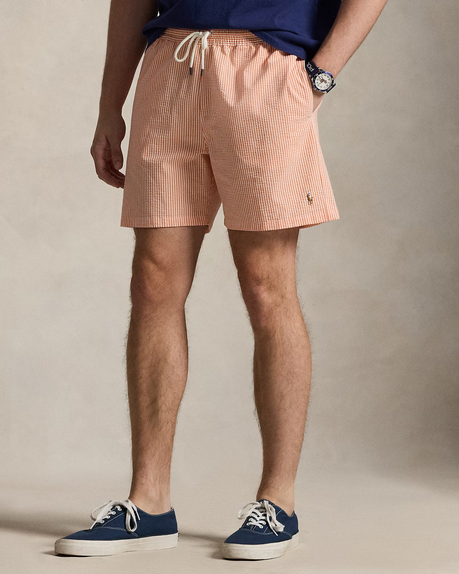 Costume Traveler Mid Trunk Seersucker Peach Stripe