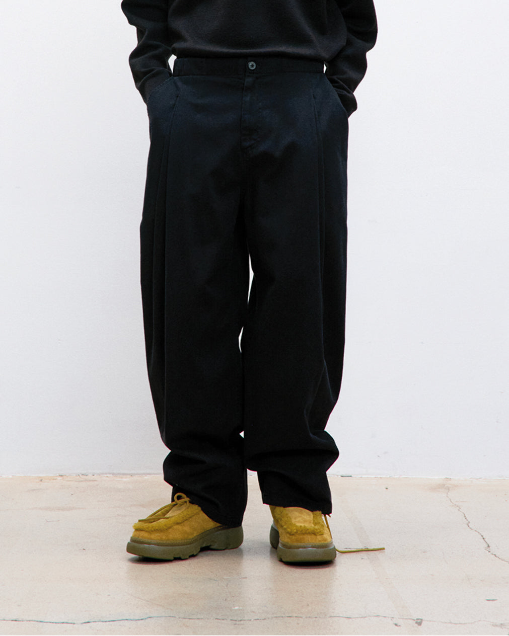 Pantalone Double Pleated Washed Nero