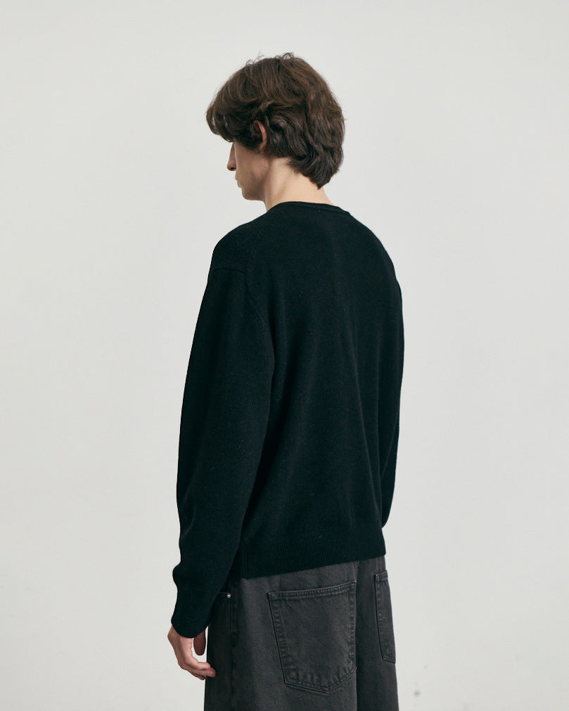 Cardigan Knit Crewneck Nero
