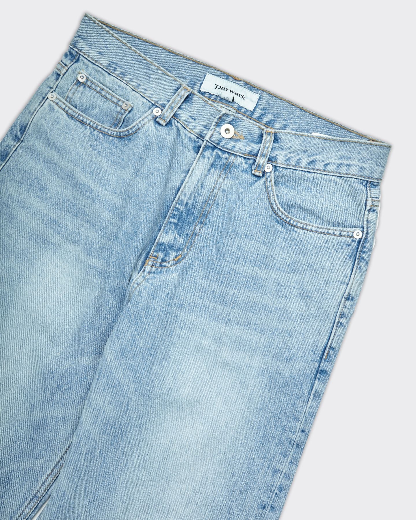 Jeans Straight Leg Washed Light Blue