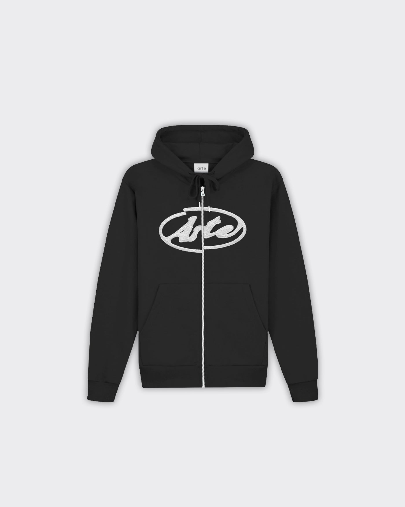 Felpa con Cappuccio Circle Logo Zip Nera