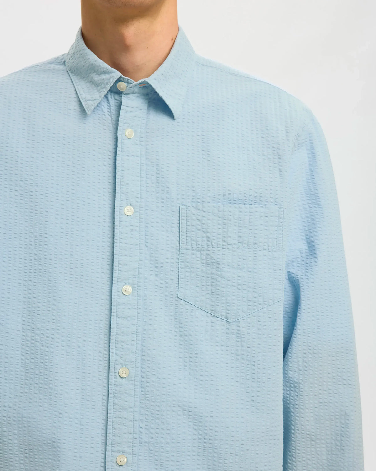 Camicia Reg Freddie Solid Seersucker Skyway