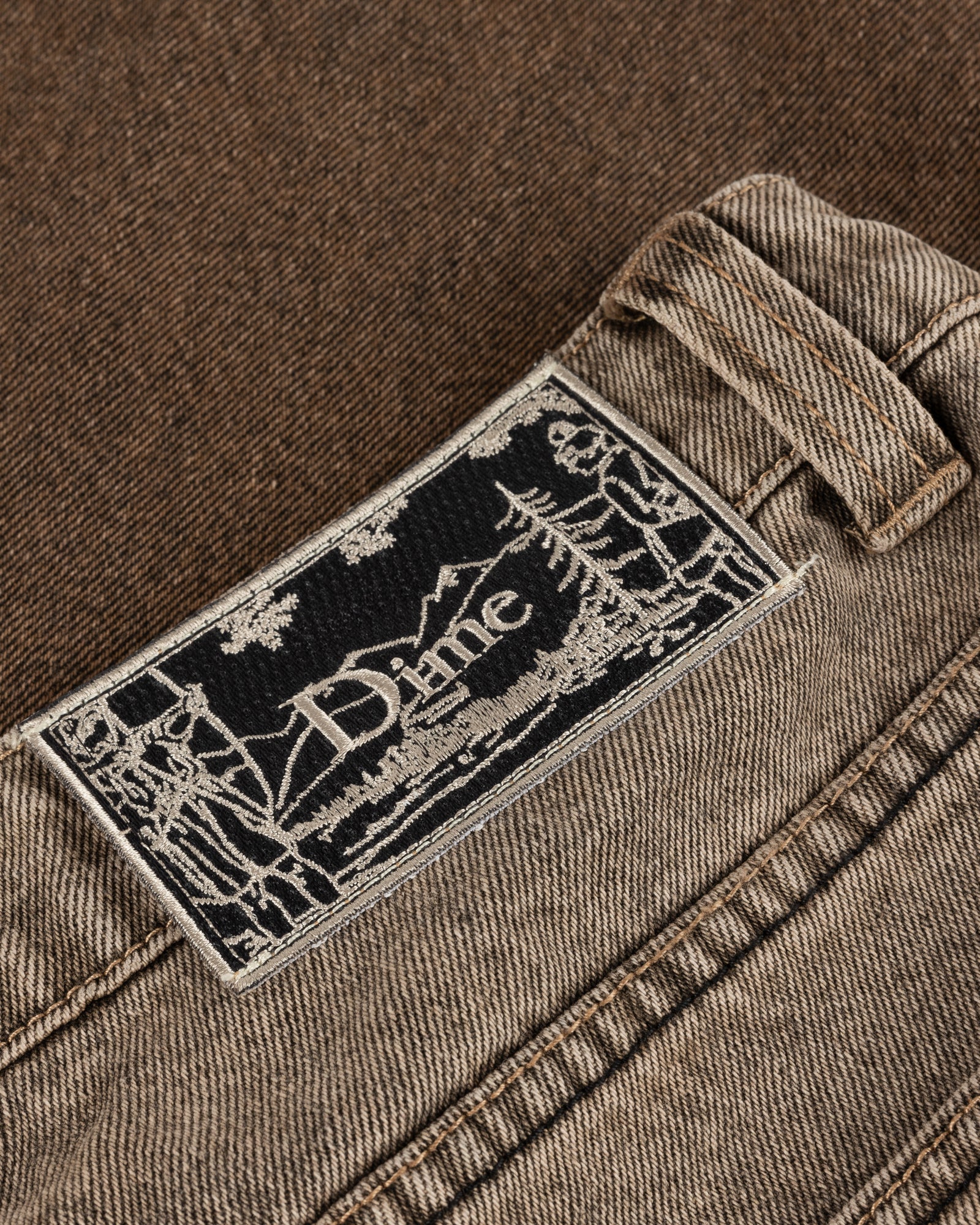 Pantalone Denim Baggy Dipped Sandblasted Marrone