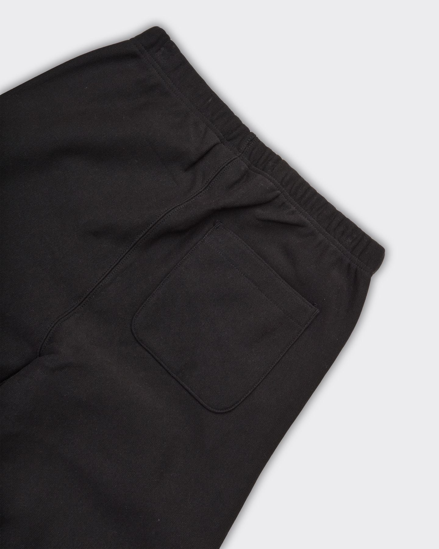 Straight Hem Reverse Weave Trousers Black