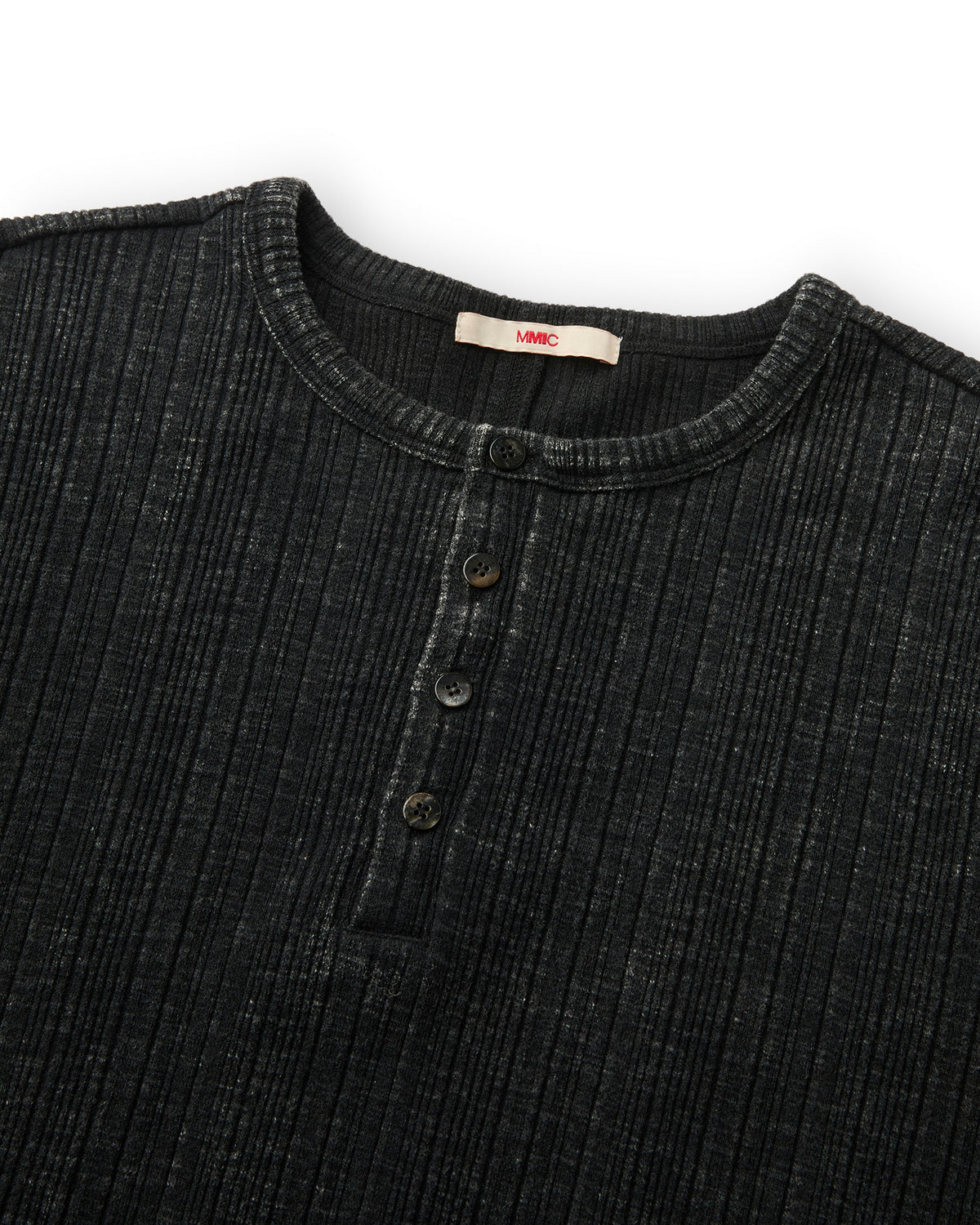 Longsleeve Henley Neck Grain Washed Nera