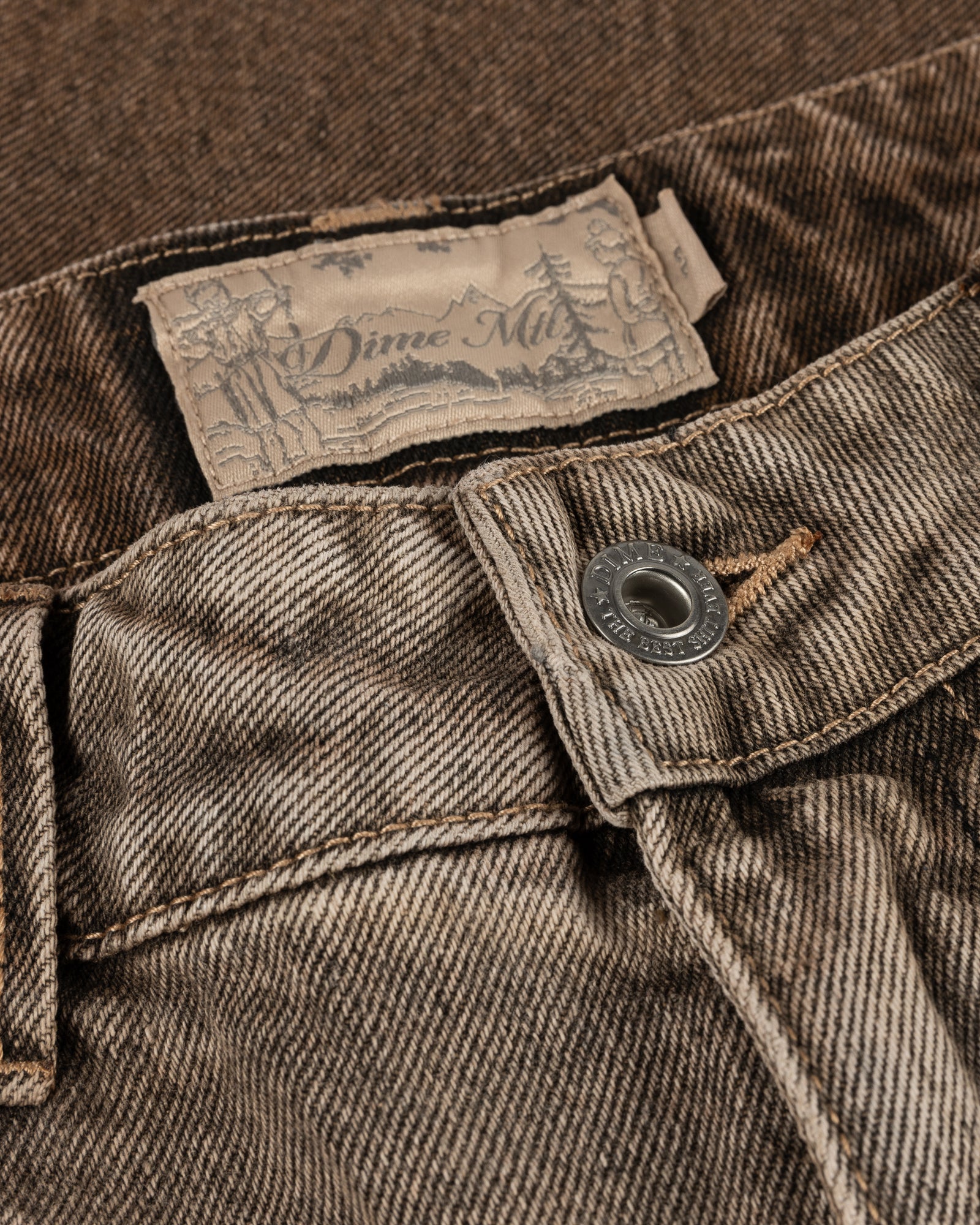 Pantalone Denim Baggy Dipped Sandblasted Marrone