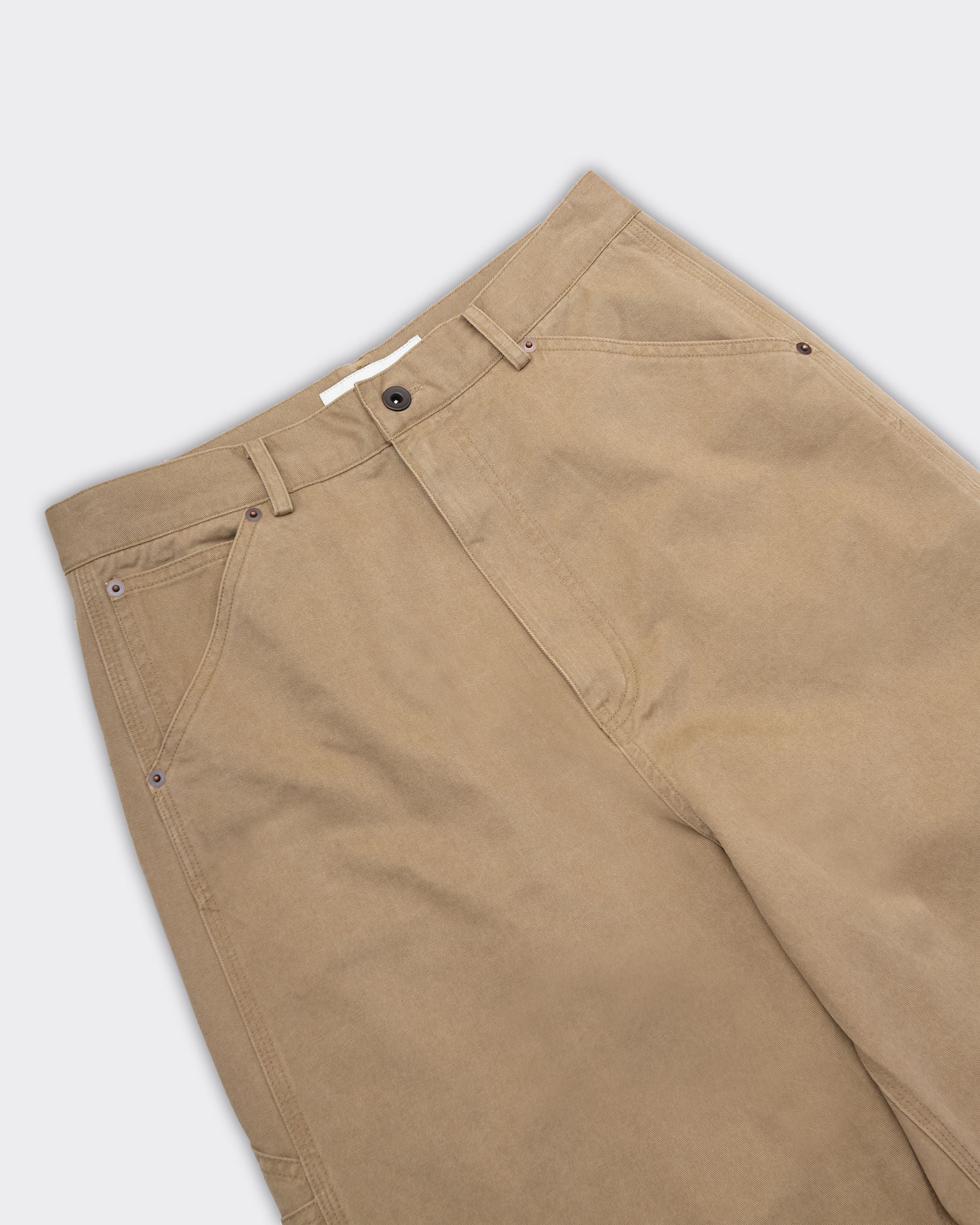 Pantalone Work Wide Leg Washed Cotton Beige