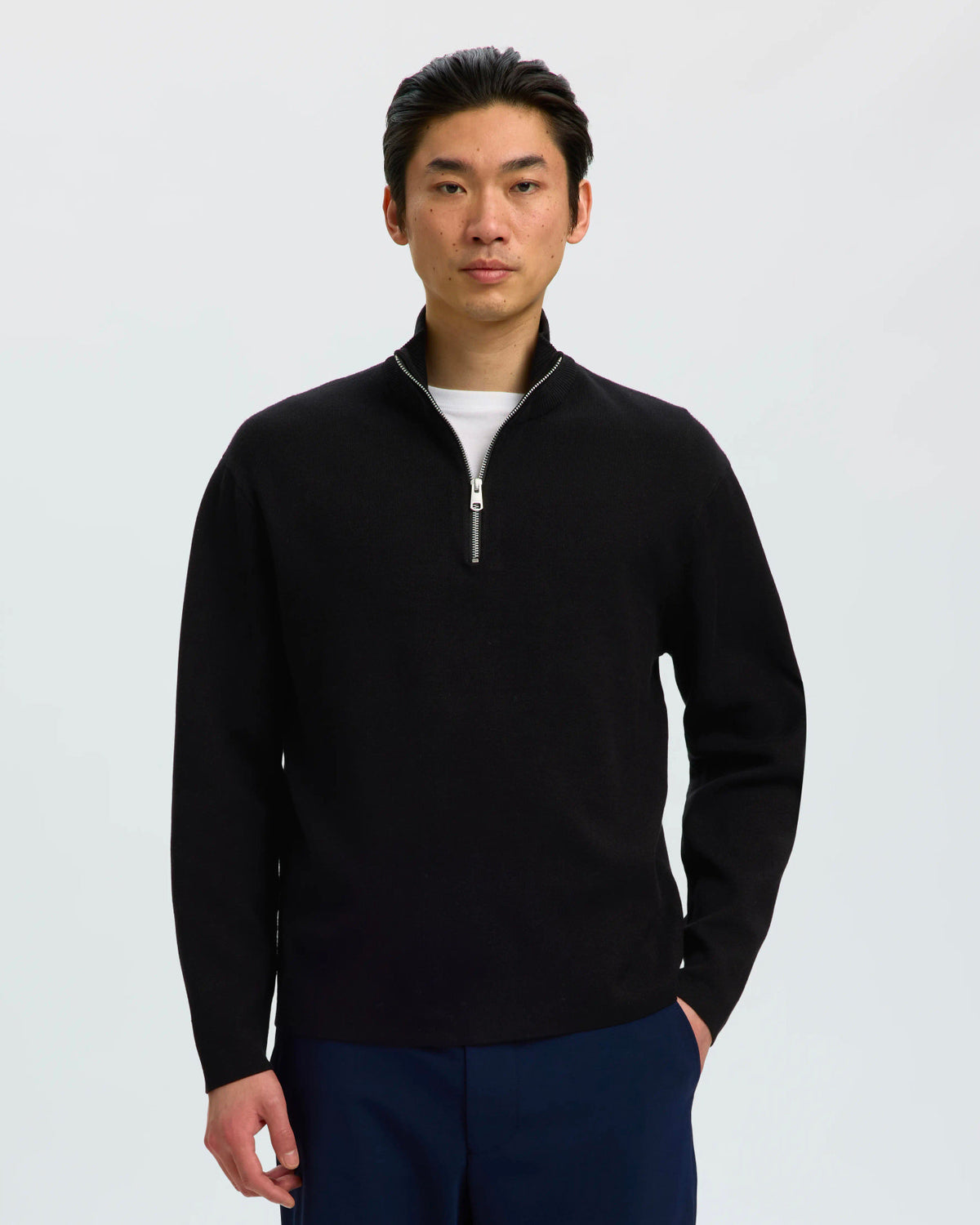 Polo Teller Knit Half Zip Nero
