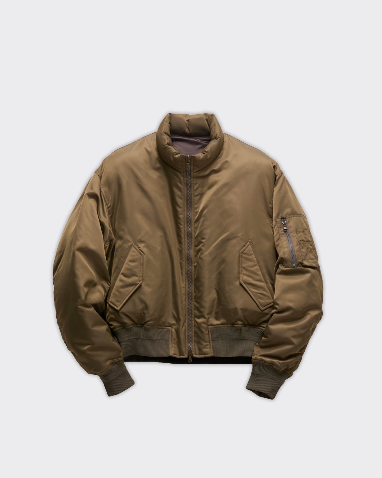 Giacca Puffer Bomber Stand Collar Olive/Khaki