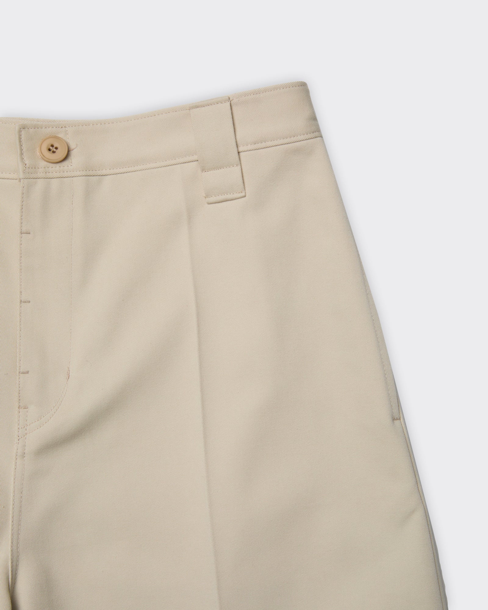 Stitch Pointed Cotton Blend Sand Shorts Beige
